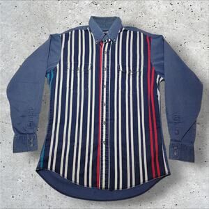 VTG Wrangler Brushpopper X Long Tails Western Rodeo Cowboy Shirt Med/Lrg 15.5-34